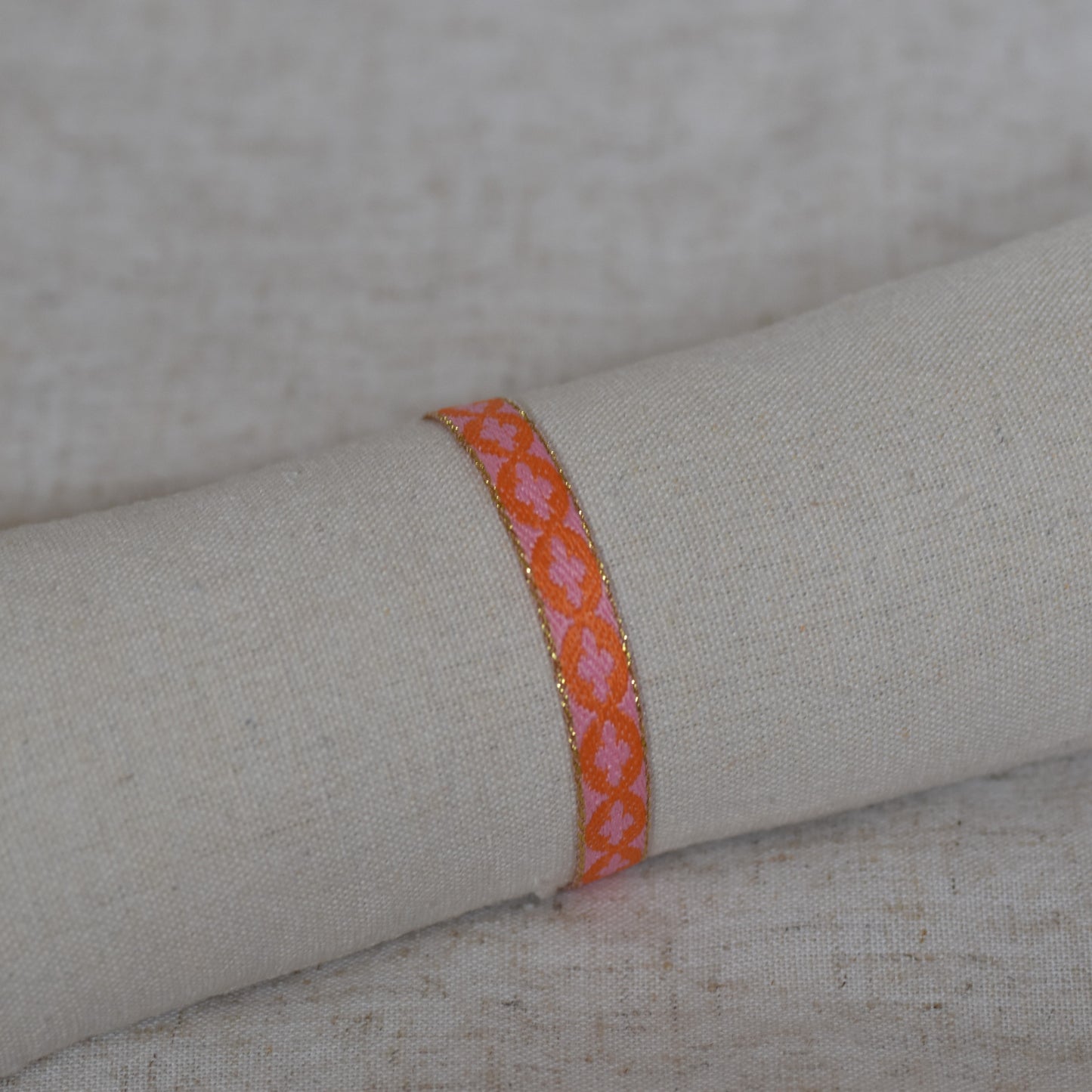 Lintarmband roze/oranje