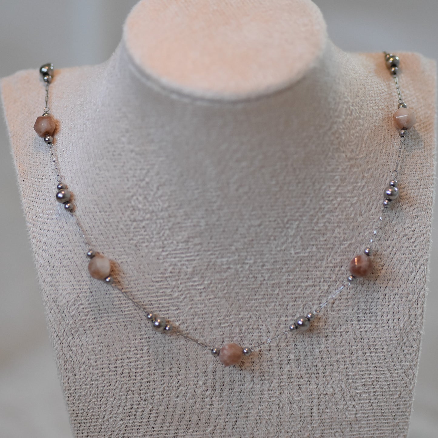 RVS ketting Fleur bruin zilver