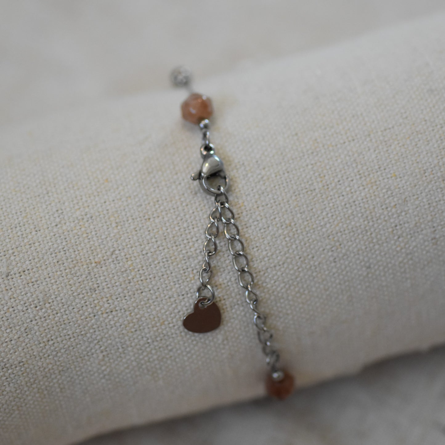 RVS armband Fleur bruin zilver