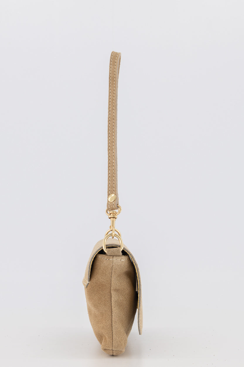 Leren handtas taupe