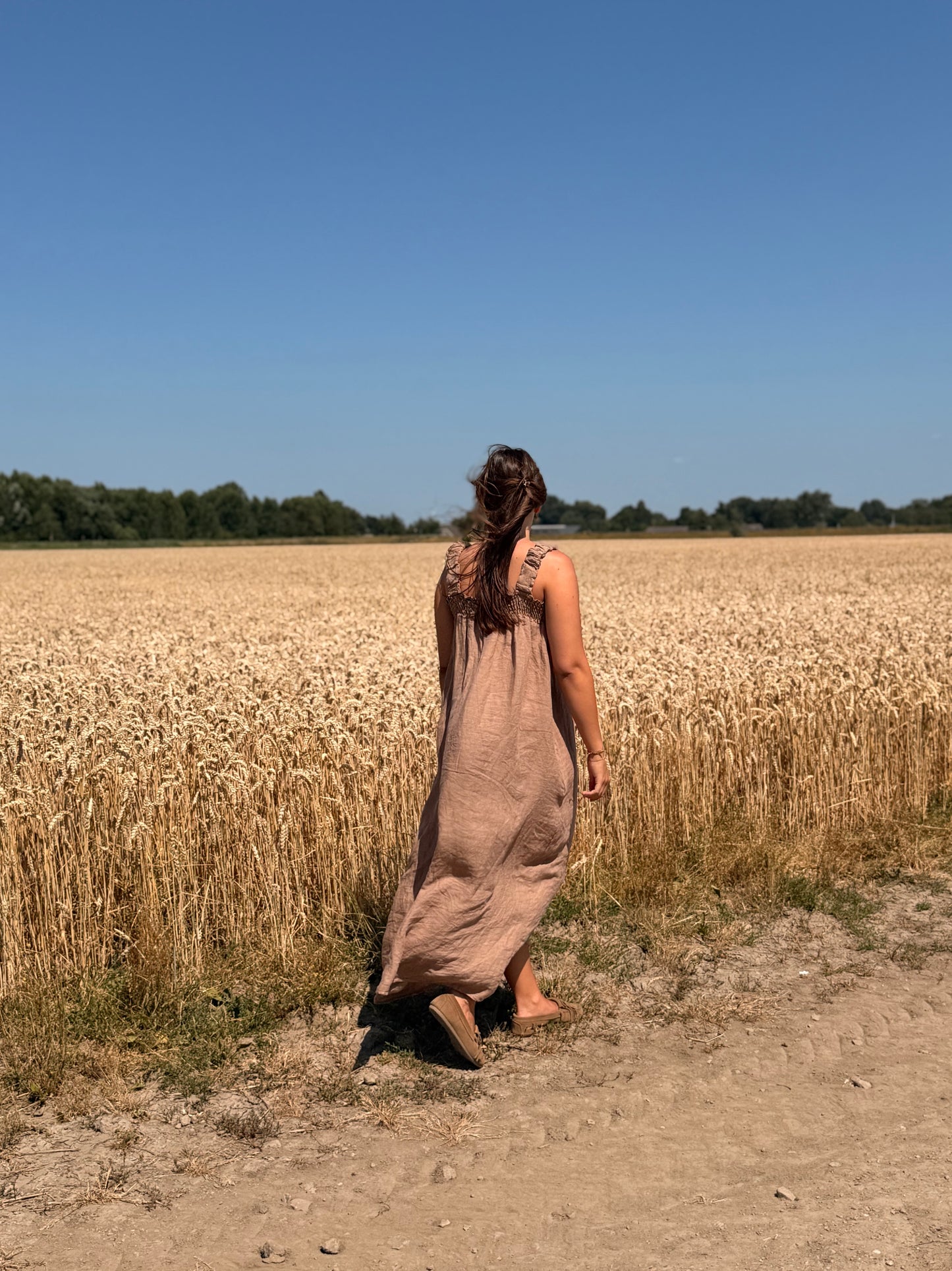 100% Linnen jurk Lize beige