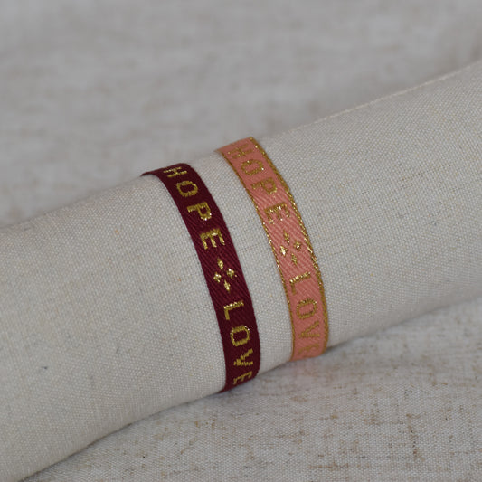 Lintarmband Faith, Hope, Love