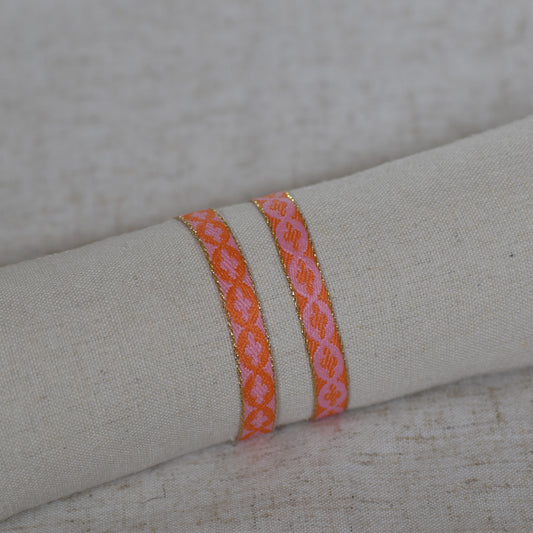 Lintarmband roze/oranje