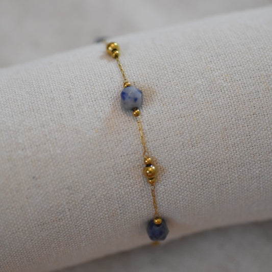 RVS armband Fleur donkerblauw