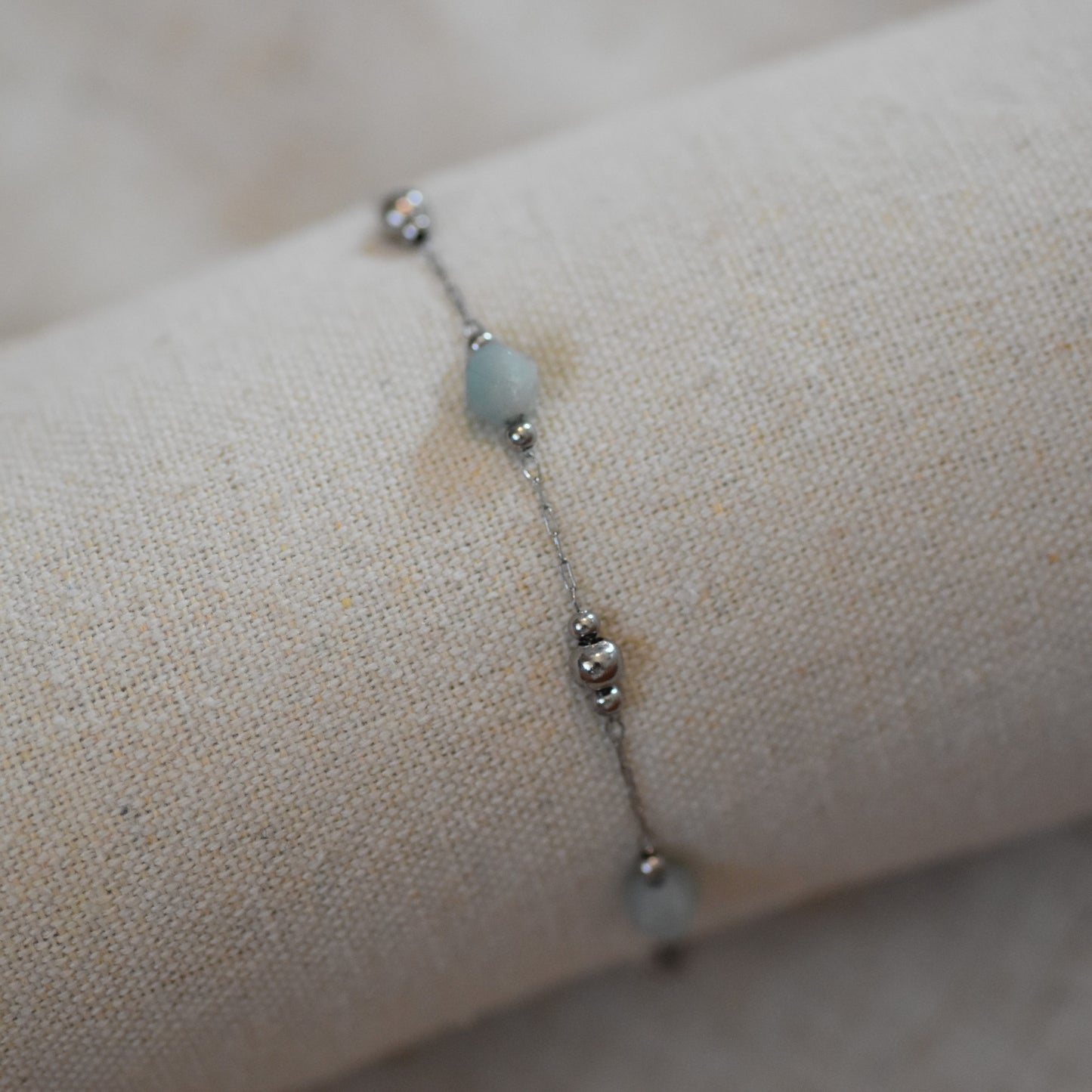 RVS armband Fleur lichtblauw zilver