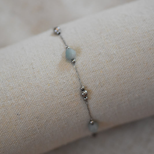 RVS armband Fleur lichtblauw zilver
