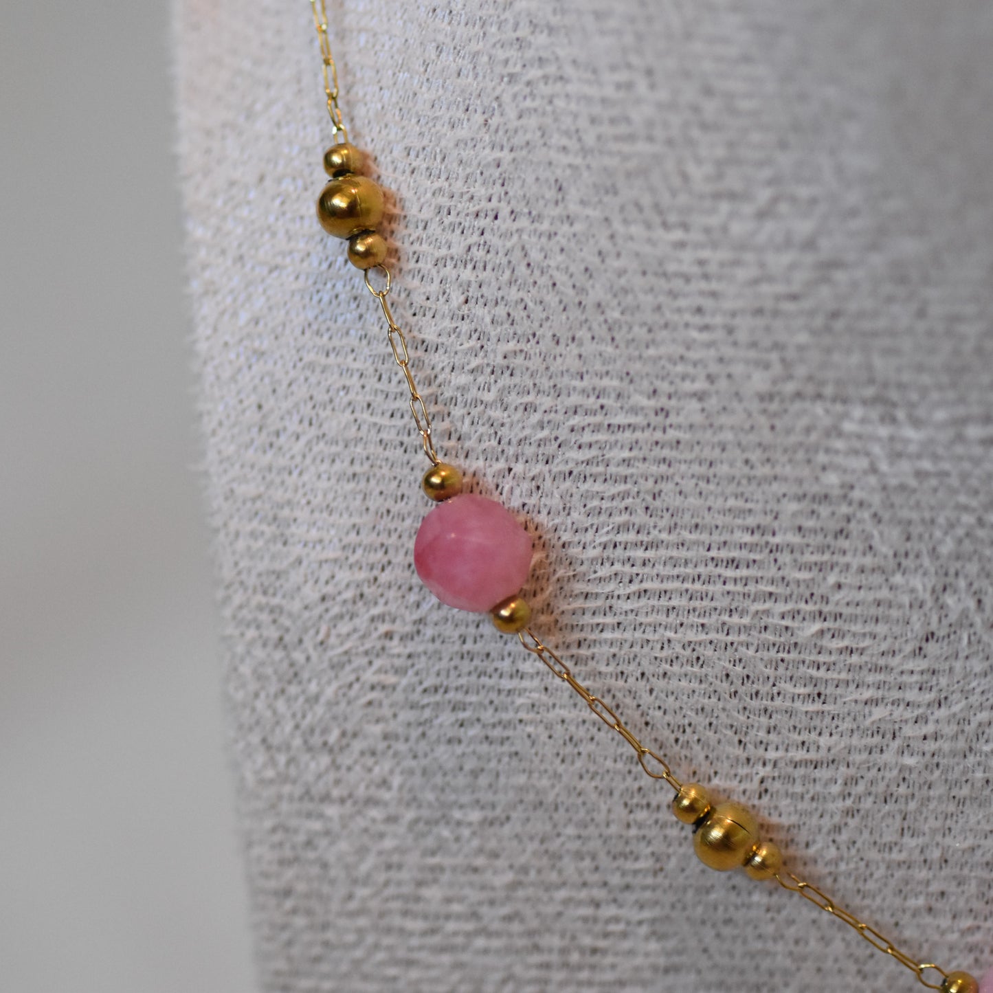 RVS ketting Fleur roze