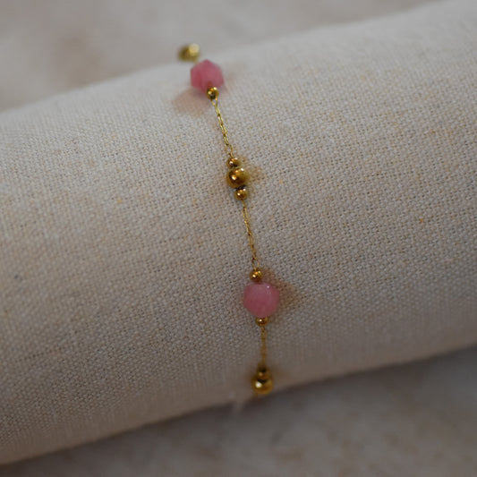 RVS armband Fleur roze