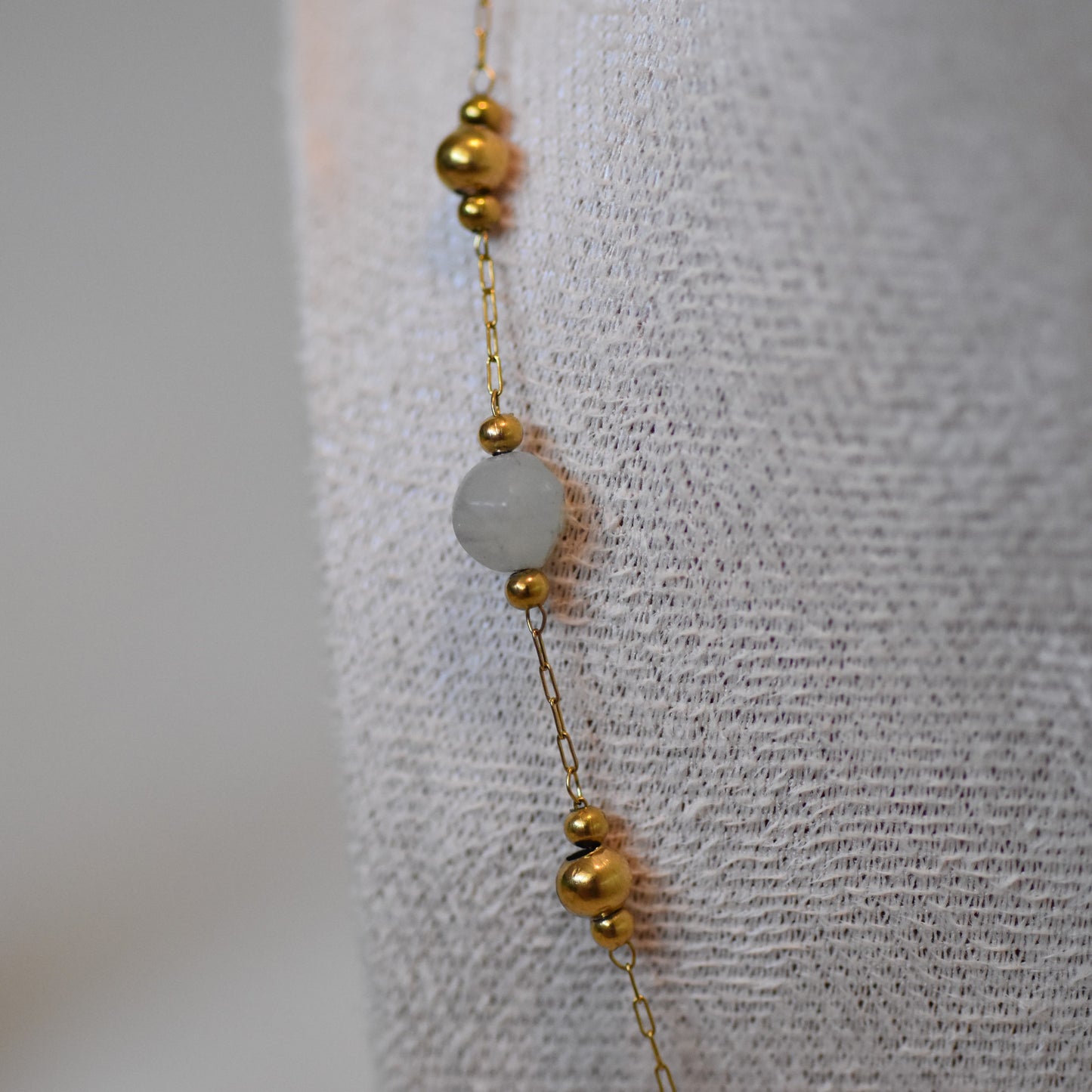RVS ketting Fleur lichtblauw goud