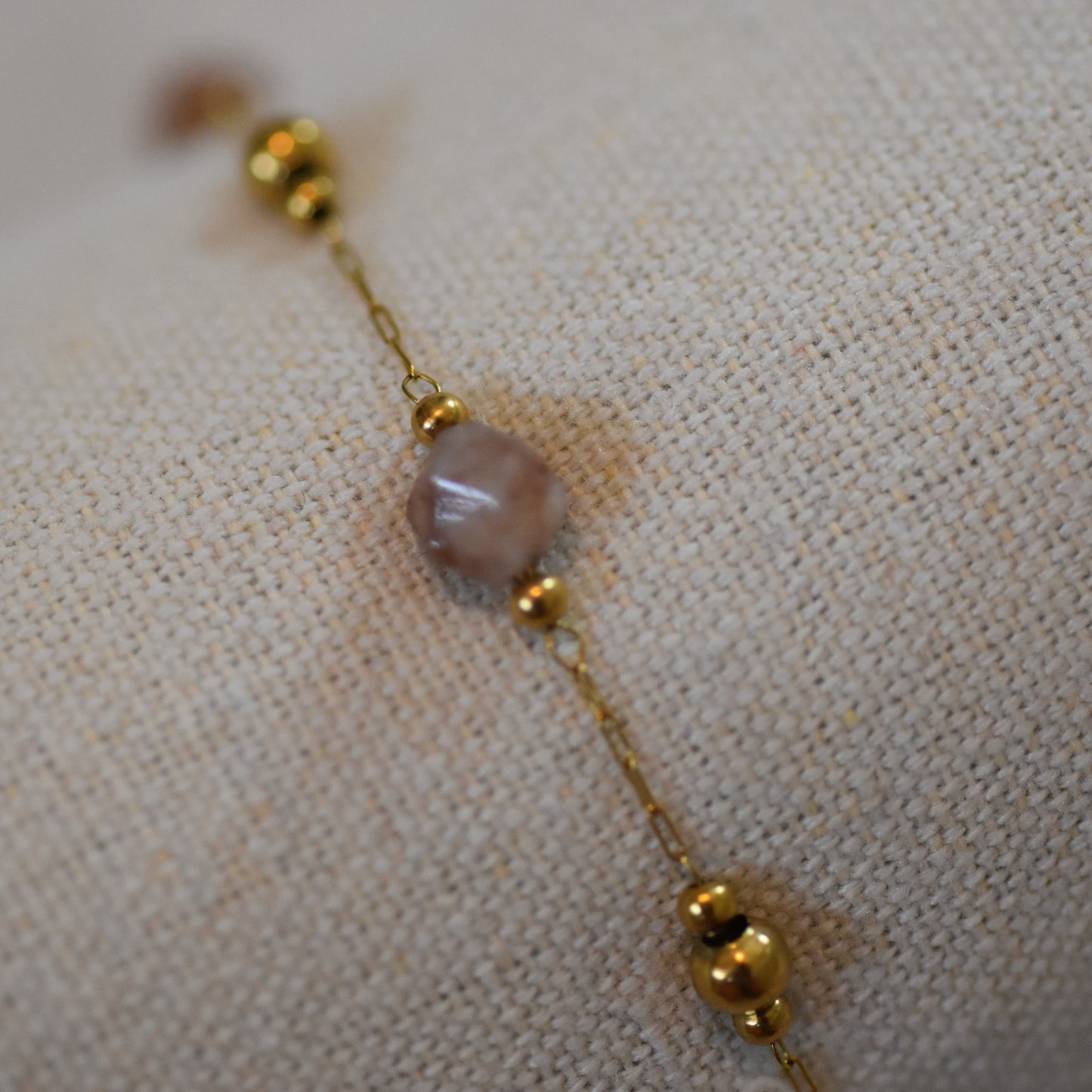 RVS armband Fleur bruin goud