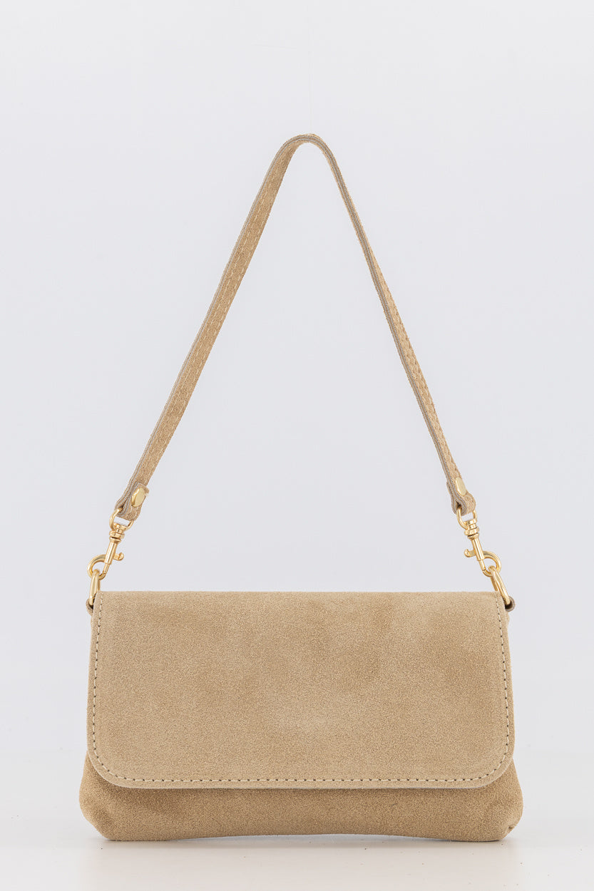 Leren handtas taupe