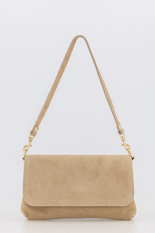 Leren handtas taupe