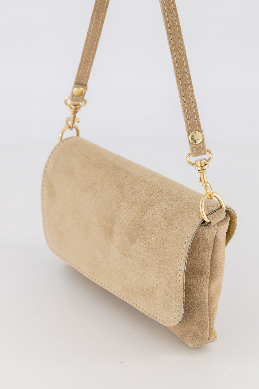 Leren handtas taupe