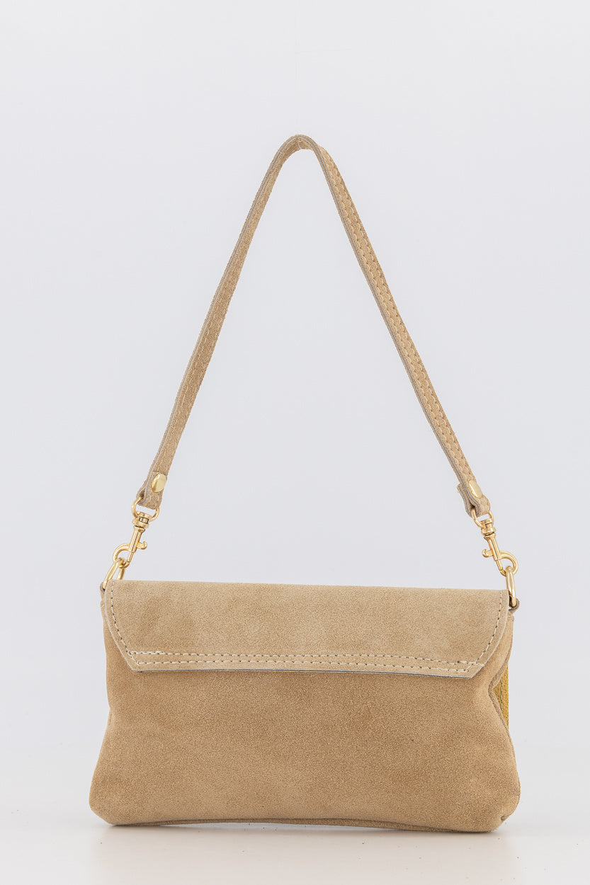 Leren handtas taupe