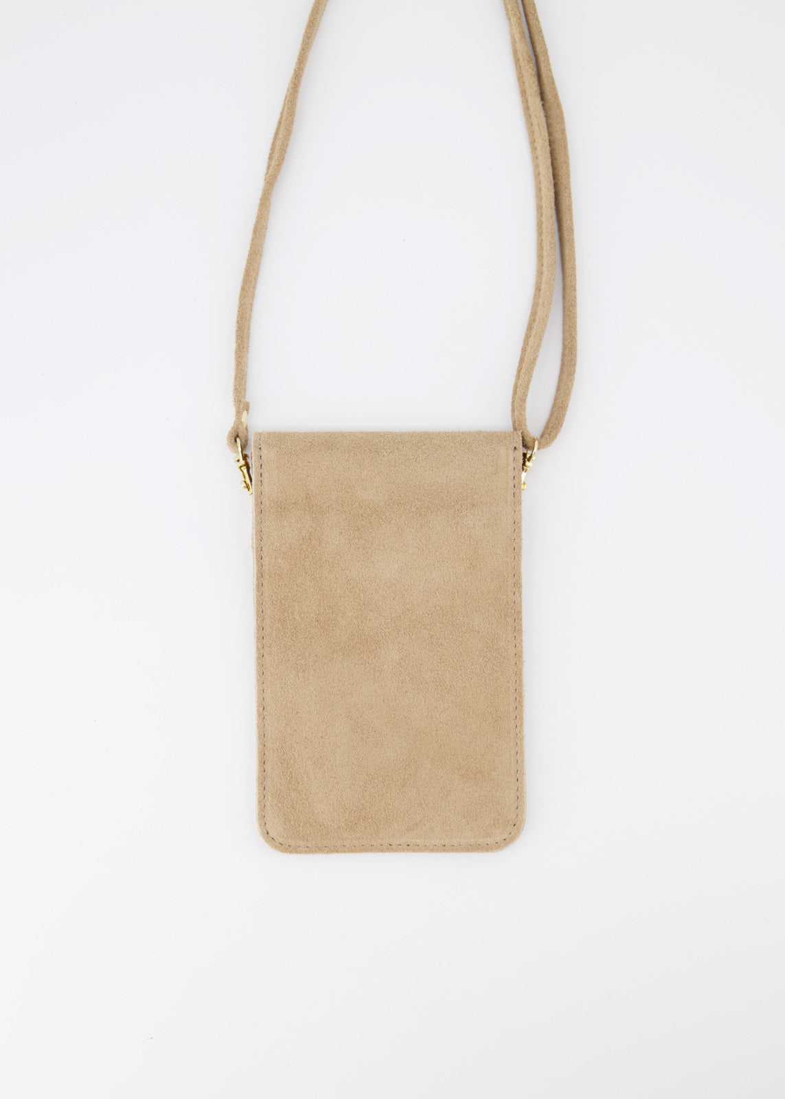 Leren telefoontas zand