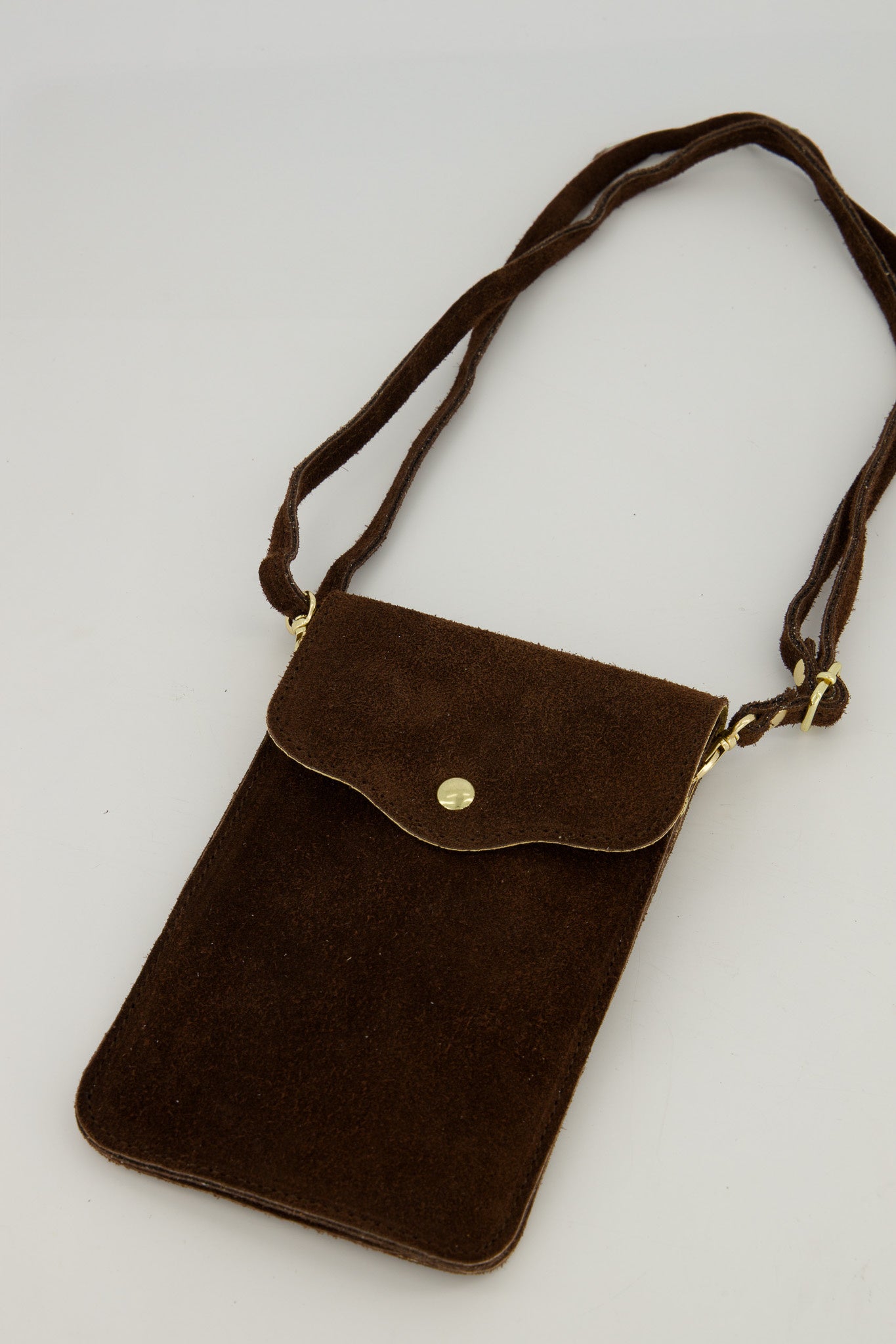Leren telefoontas bruin